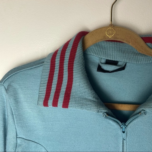 Vintage Adidas Blue and Red Full Zip Up Striped Sweatshirt Size M Y2K - Picture 2 of 8